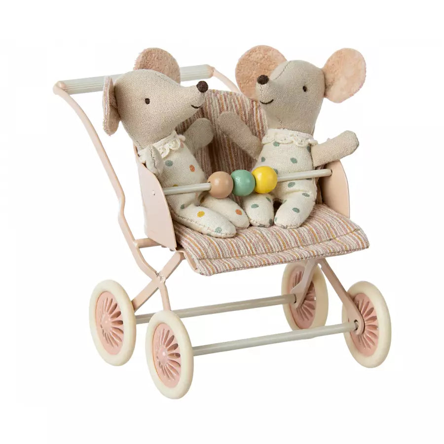 Maileg Stroller, Baby Mice -- Rose