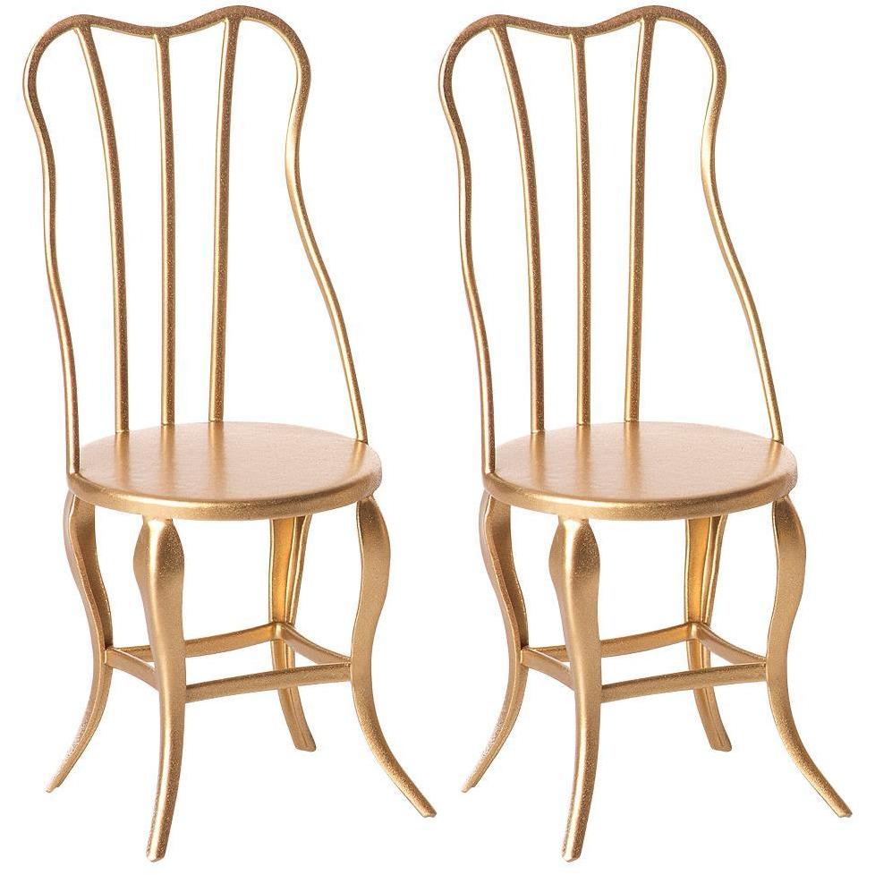 Maileg Vintage Chair, Micro -- Gold (2 pack)