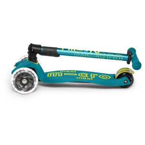 Micro Kickboard: Maxi Deluxe Foldable LED -- Petrol Green