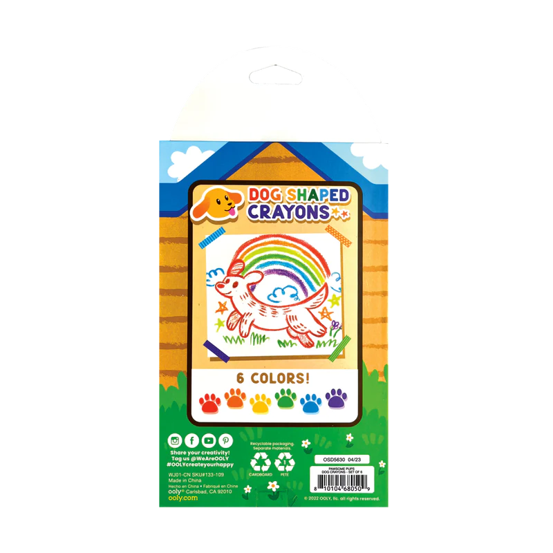 Ooly Pawsome Pups Dog Crayons -- Set of 6