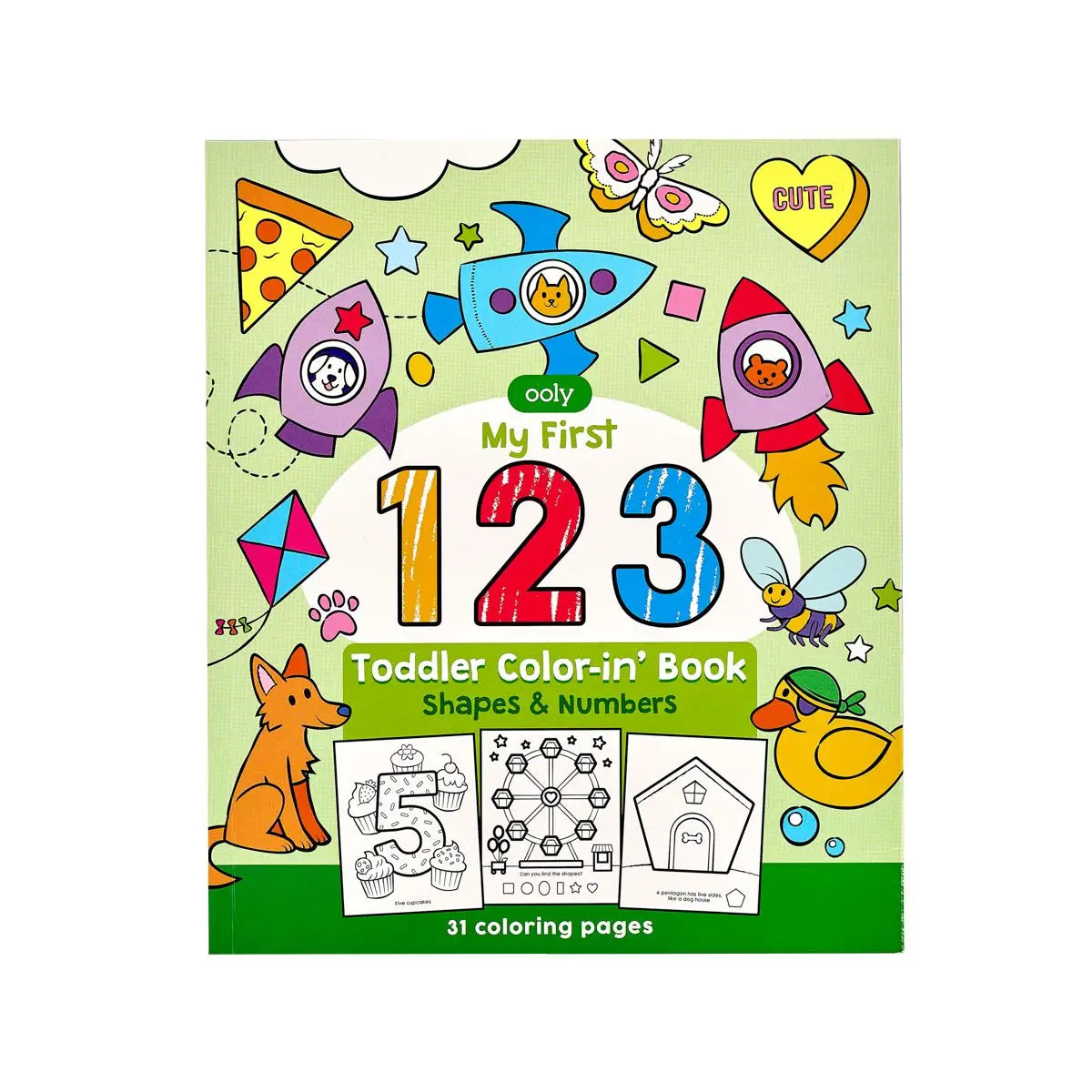 Ooly Toddler Color-in' Book: 123 Shapes & Numbers