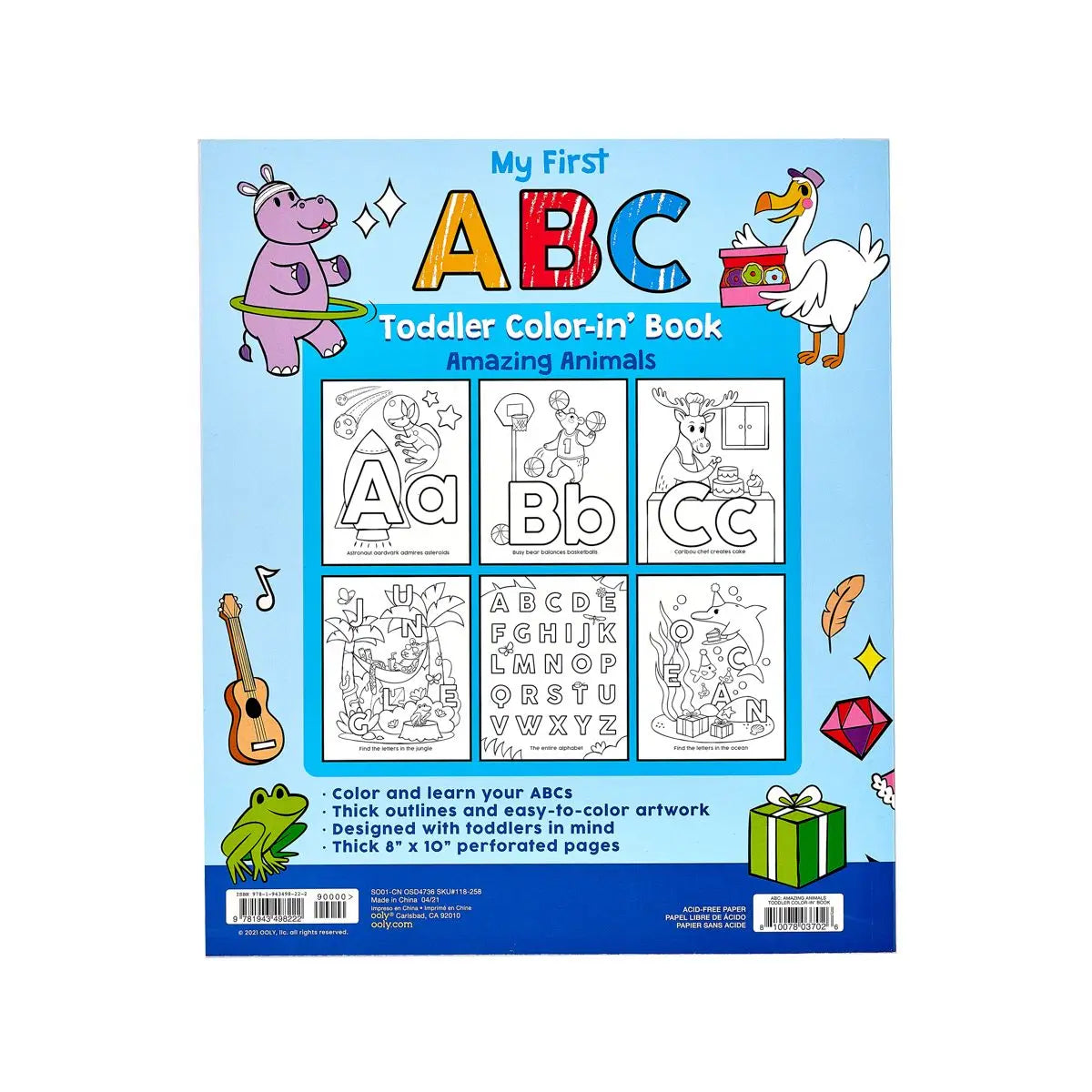 Ooly Toddler Color-in' Book: ABC Amazing Animals