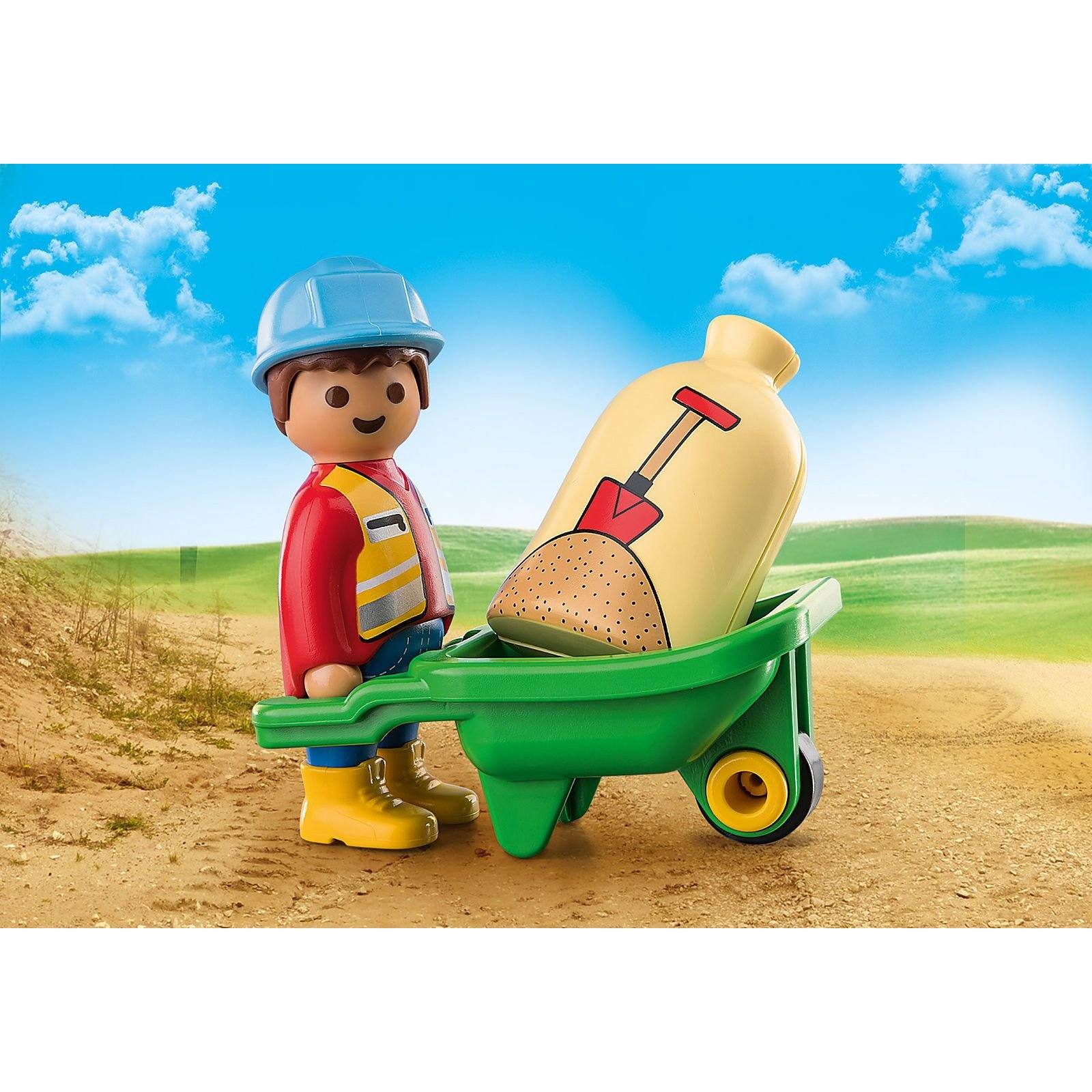 Playmobil 1.2.3. Construction Worker with Wheelbarrow