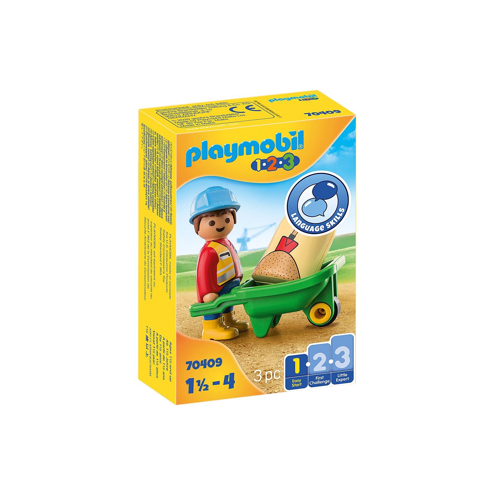 Playmobil 1.2.3. Construction Worker with Wheelbarrow