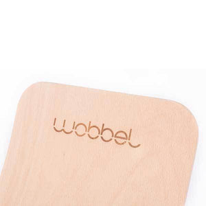 Image showing the top of the board with "wobbel" engraved in it.
